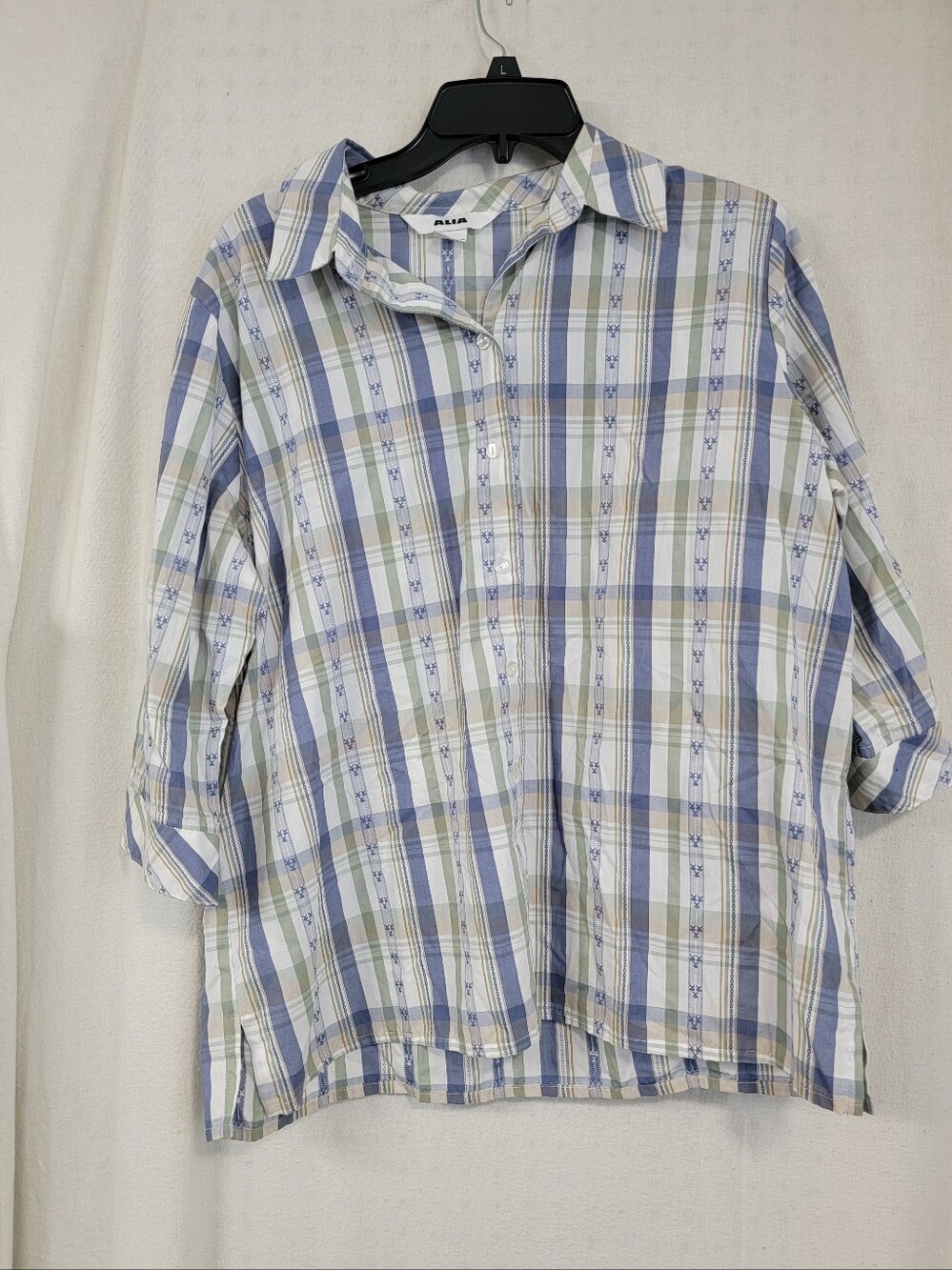 Alia Plaid Button-Down Shirt in Blue, Green & Tan